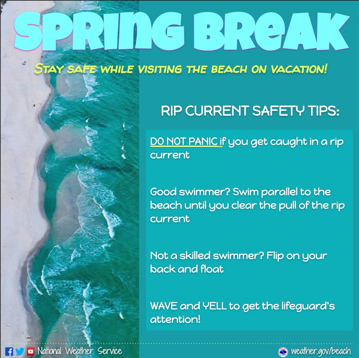 NewHorizonInsur's tweet photo. Stay Safe this Spring Break! RIP Current Safety Tips https://t.co/j75AEHcsau