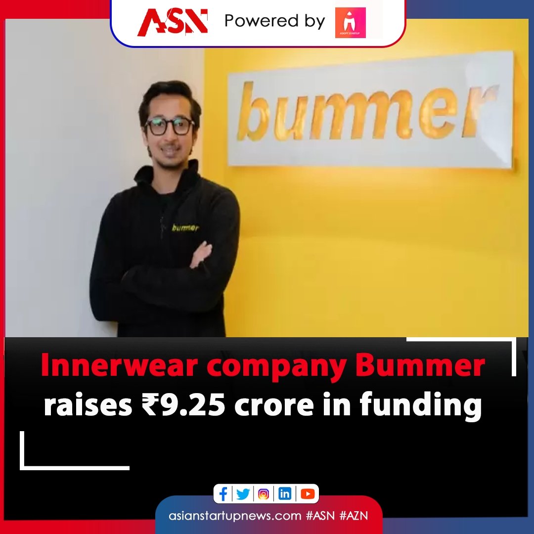 D2C innerwear startup <a href="/_Bummer_in/">Bummer.in</a> has raised INR 9.25 Cr ($1.1 Mn) in its pre-Series A1 funding round led by Gruhas Collective Consumer Fund. The round also saw participation from existing investor Fluid Ventures. 

This news article is Powered by <a href="/adoptstartup/">Adopt Startup</a>

#asianstartups