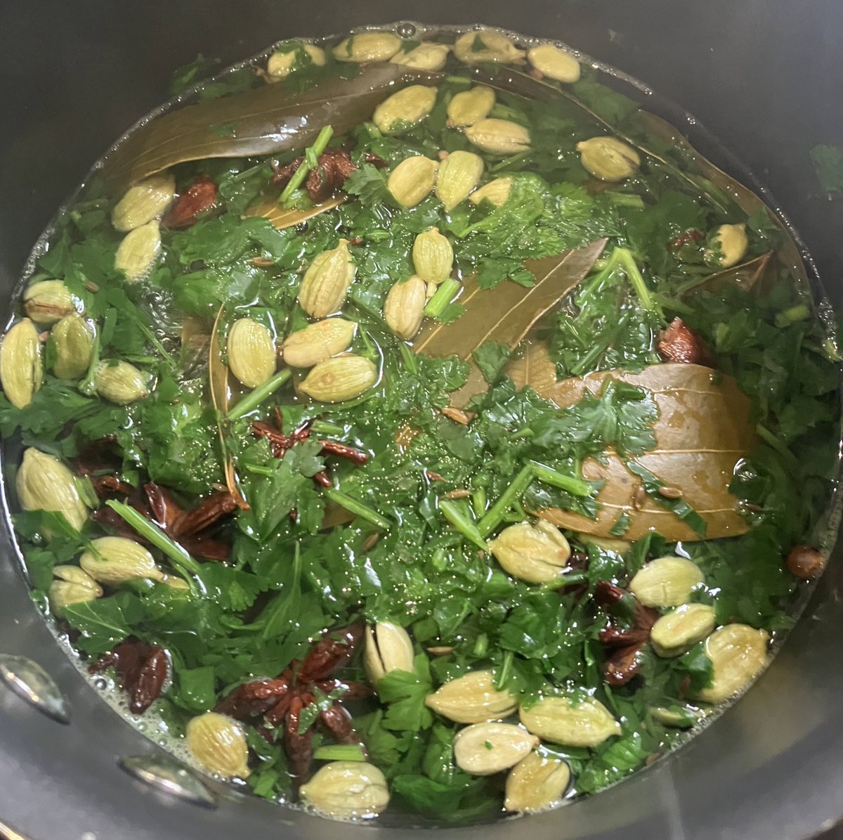 Preparing a spice stock for use with tomorrow’s meal.