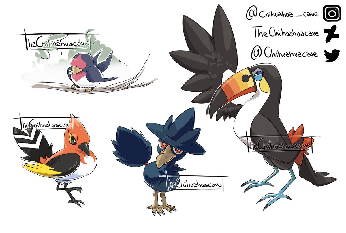 Chihuahuacave's tweet photo. Práctica de coloreado simple con algunos Pokémon tipo volador 🧐 <3

#pokémon #pokemon #art #artwork #illustration #digitalart #fanart #toucannon #fletchinder #taillow #murkrow https://t.co/HJHP8nUIJ7