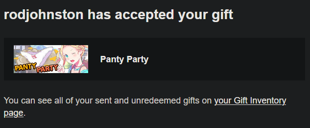 loznay's tweet photo. Empire of Rodomites, I need your help to keep @rod_johnston accountable. I sent Rod this gaming masterpiece and he has yet to play.

Gotta be honest mate, I'm a little dissapointed and I think it really shows your lack of moral fibre by not streaming Panty Party already https://t.co/Dcc8ZNWBeN