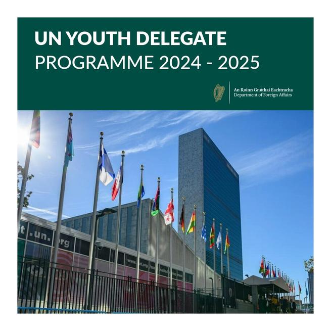 Tamedy64's tweet photo. 🌍📢 Apply now to become Ireland’s UN #Youth Delegate 2024-25! Passionate about global issues? Join #Ireland's UN delegation to gain valuable experience in international diplomacy. Apply by March 18th: https://t.co/1qA5fUD6DF

#UNYouthDelegate #Ireland #YouthLeadership #SDGs 🚀 https://t.co/xDzkOdJPzI