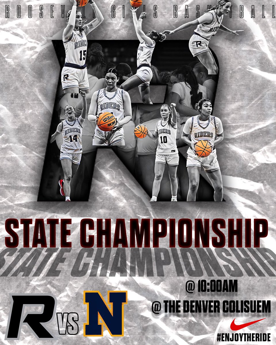 This is the moment we work so hard for! Roosevelt Girls Basketball is competing for the State Championship today at 10:00am! We need to bring the biggest crowd yet! #EnjoytheRide #ChecktheBox #goriders #statechampionship #girlsbasketball