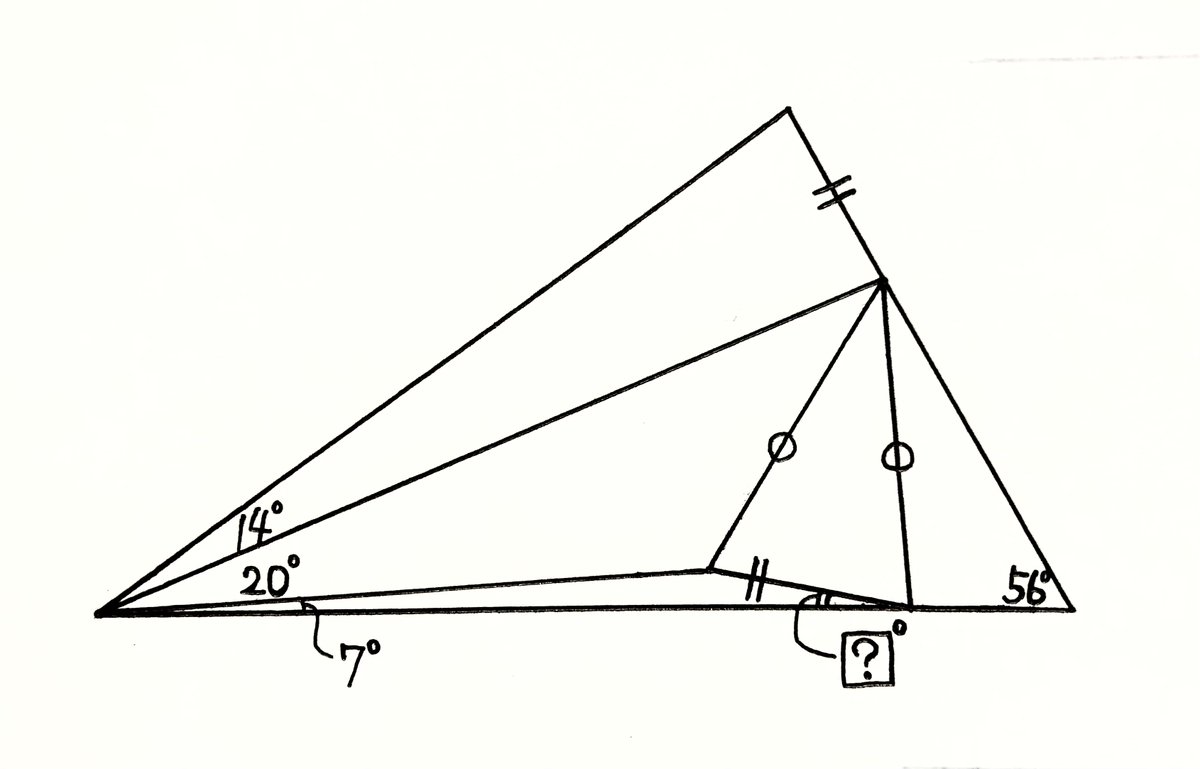 mathmathLuica's tweet image. 掃除してたら2年前ぐらいに作った角度問題が出てきました
ちょっとむずい高校入試ぐらいのレベルですが、とてもお気に入りの一題です
もしよかったらやってみてください