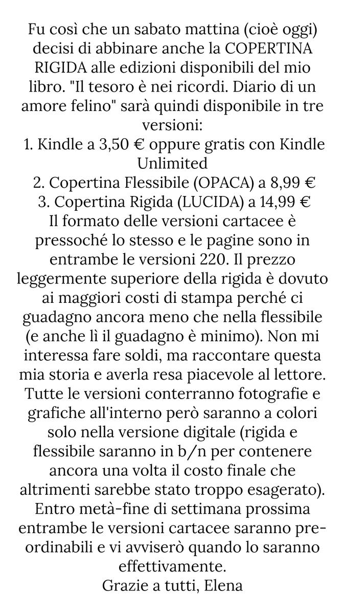 #ElenaRagazzoni #IlTesoroèneiricordiDiariodiunamorefelino #Iltesoroèneiricordi #AmazonKDP #AmazonKindleDirectPublishing #IndependentlyPublished
#pet #petloss #romanzo #libri #gatti #amorefelino #autoriemergenti #gattichepassione #autori #scrittori #autoreesordiente #animali