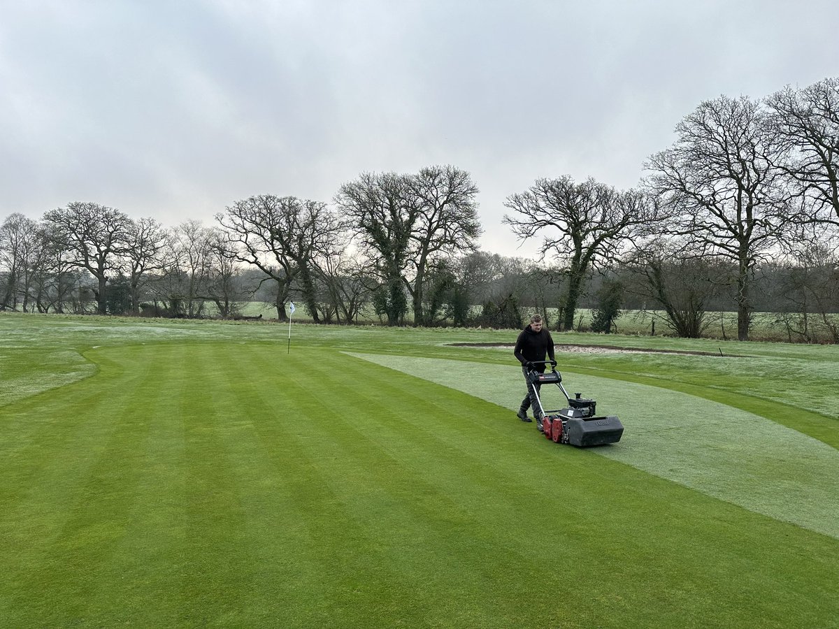 Felt good to get some stripes out on the course! Also managed to get the greens hand mown and ironed. A long way to go before we hit our stride but doing as much as we can! 🤌🏻😁⛳️