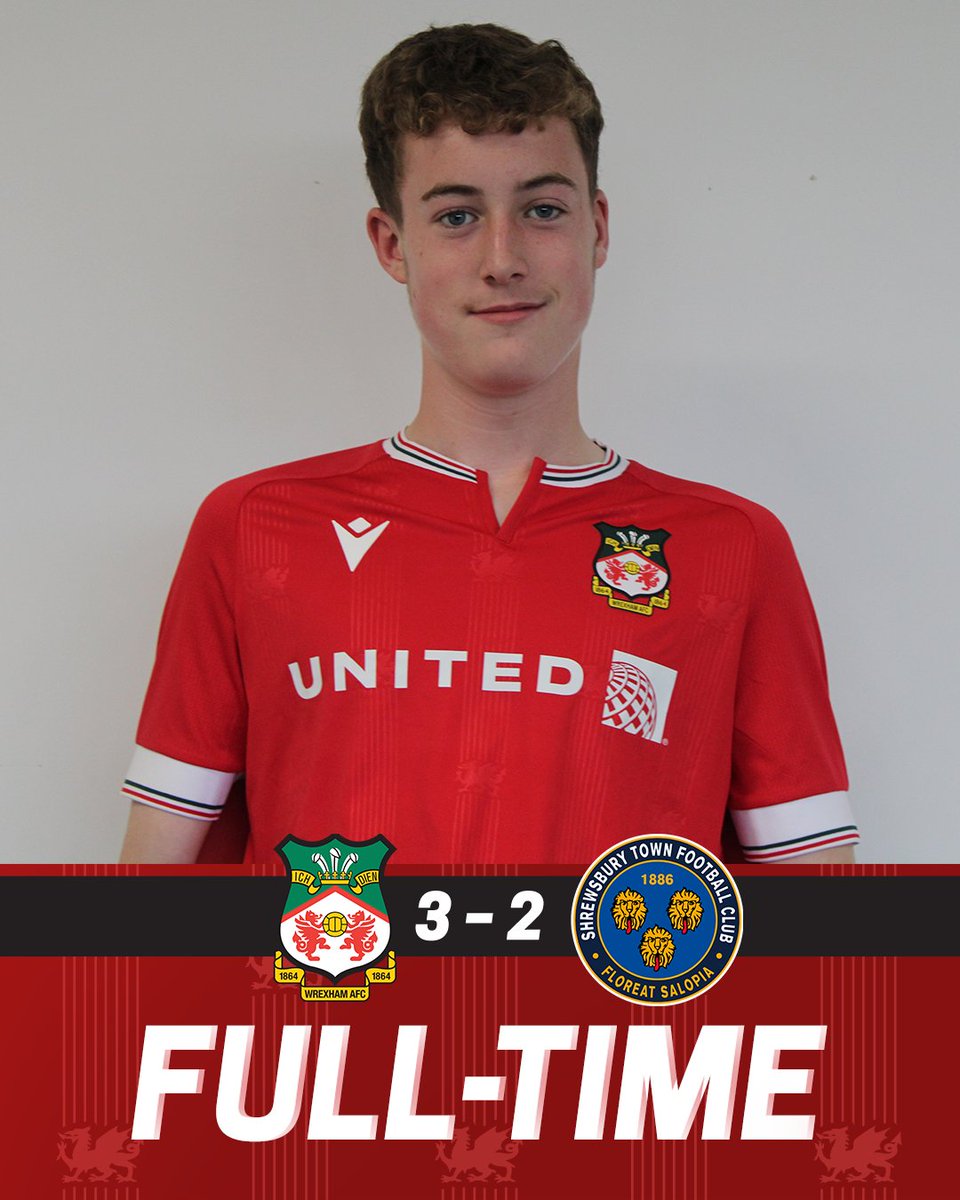 RESULT | Wrexham AFC Academy 3-2 Shrewsbury Town 🔘 Goals from Harry Ashfield, Mikey Hayman and a last-minute Aaron James winner earned Wrexham all three points in the cross-border derby! 🔴⚪ #WxmAFC