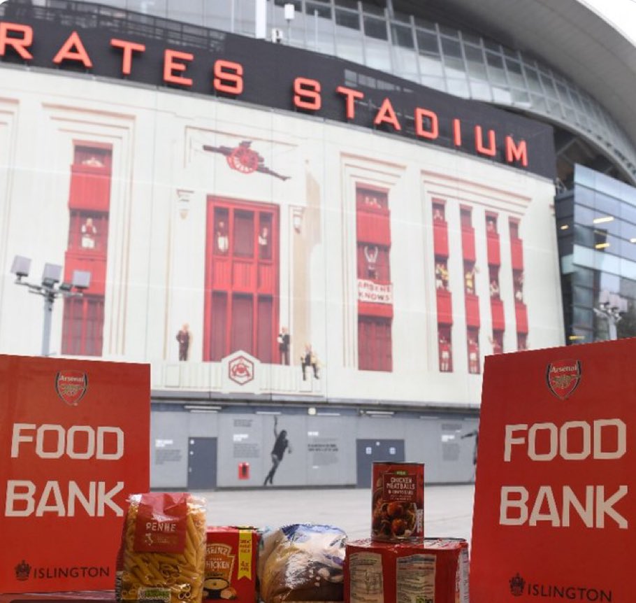 If you are able to support the Islington Foodbank it’s open today, and will be all matches until the end of the season, just opposite the Highbury mural at the Emirates. Tinned/dried food, sanitary products and donations welcome. Thank you! X