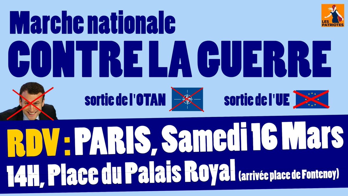 Une #3èGuerreMondiale ça vous dit?
Comme dans les films mais ce ne sera pas ceux qui l’ont déclenchée qui la feront ! On se prépare ou on se mobilise massivement ? Je me mobilise, je dis non le #16mars 
Venez 🙏
#OTAN 
#Paix
#Frexit 🧡🇫🇷🧡🇫🇷🧡🇫🇷🧡🇫🇷🧡🇫🇷