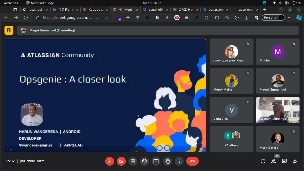 wanjiku_tabz's tweet photo. A great session on @Opsgenie:What it entails 📝 by @wangerekaharun 🥳

@ACNairobi Meetup at @DeKUTkenya 🔥

@Atlassian 
@m_k_global 
#ITSM 
#ACNairobi https://t.co/Wuc3OsiFwA