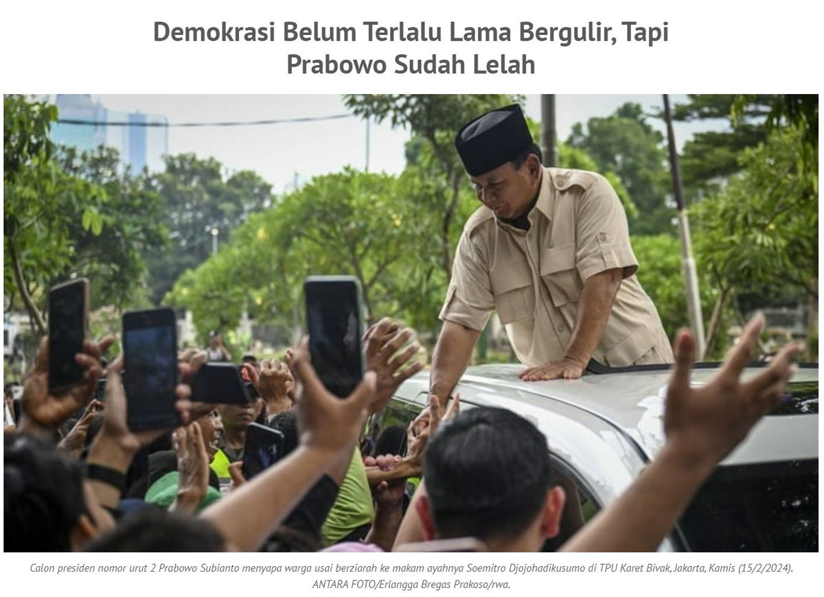 Kita memang harus bersiap dipimpin Prabowo yang menggunakan Tiktok sebagai alat pembenaran. Di Tiktok, ibu dari korban pelanggaran HAM saja bisa dibully oleh pendukung Prabowo. Meski begitu, Prabowo masih juga menganggap demokrasi 'mahal' dan 'melelahkan'.