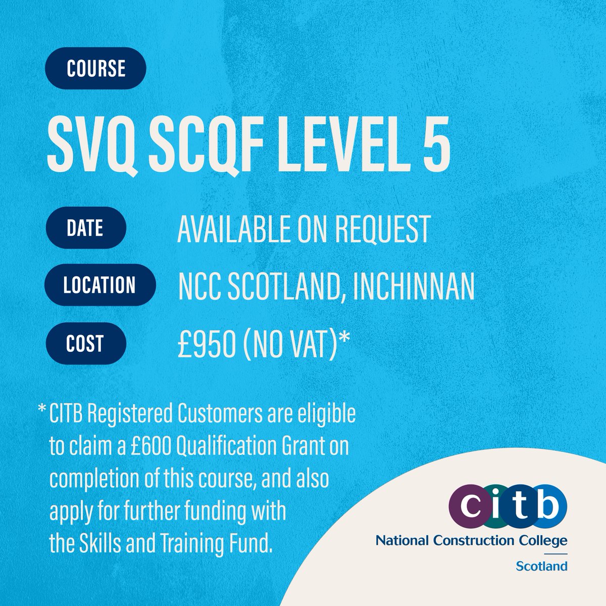 Want to gain a trade qualification? If you have considerable experience, NCC Scotland can offer you the opportunity to gain this via on-site assessment training. Plus, you could be eligible for CITB Grant & Funding. More info below and here: bit.ly/3T3RaSy #NCC