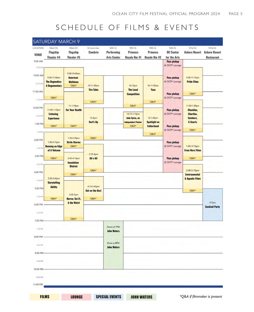 It's day 3! Check out the schedule for today and don't miss John Waters LIVE at the Ocean City Performing Arts Center tonight at 8pm! To see our full program and to purchase tickets please visit at ocmdfilmfestival.com 🍿