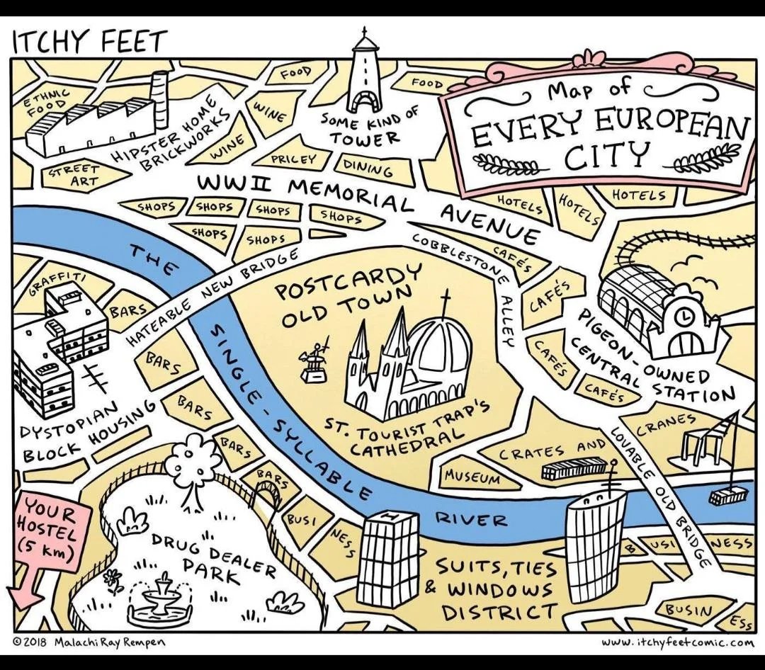 Map of every city in Europe.