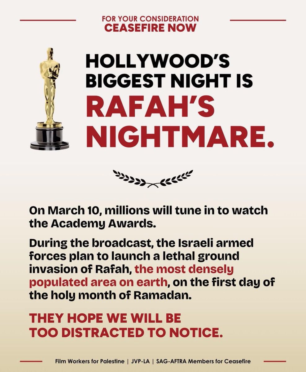 DONT WATCH THE OSCARS!! ISRAEL IS PLANNING TO INVADE RAFAH TOMORROW (MARCH 10) WHICH IS THE FIRST NIGHT OF RAMADAN ALL EYES ON RAFAH!!