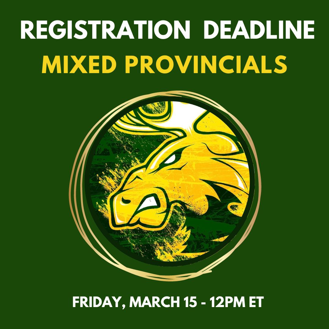 ⏰ Don't miss out! The registration deadline for the Mixed Provincials is fast approaching! 🥌 Secure your spot by Friday, March 15 at 12 PM ET. 

Register now: bit.ly/3V4TQSt

#MixedProvincials #CurlingCompetition #DeadlineApproaching 🌟🏆