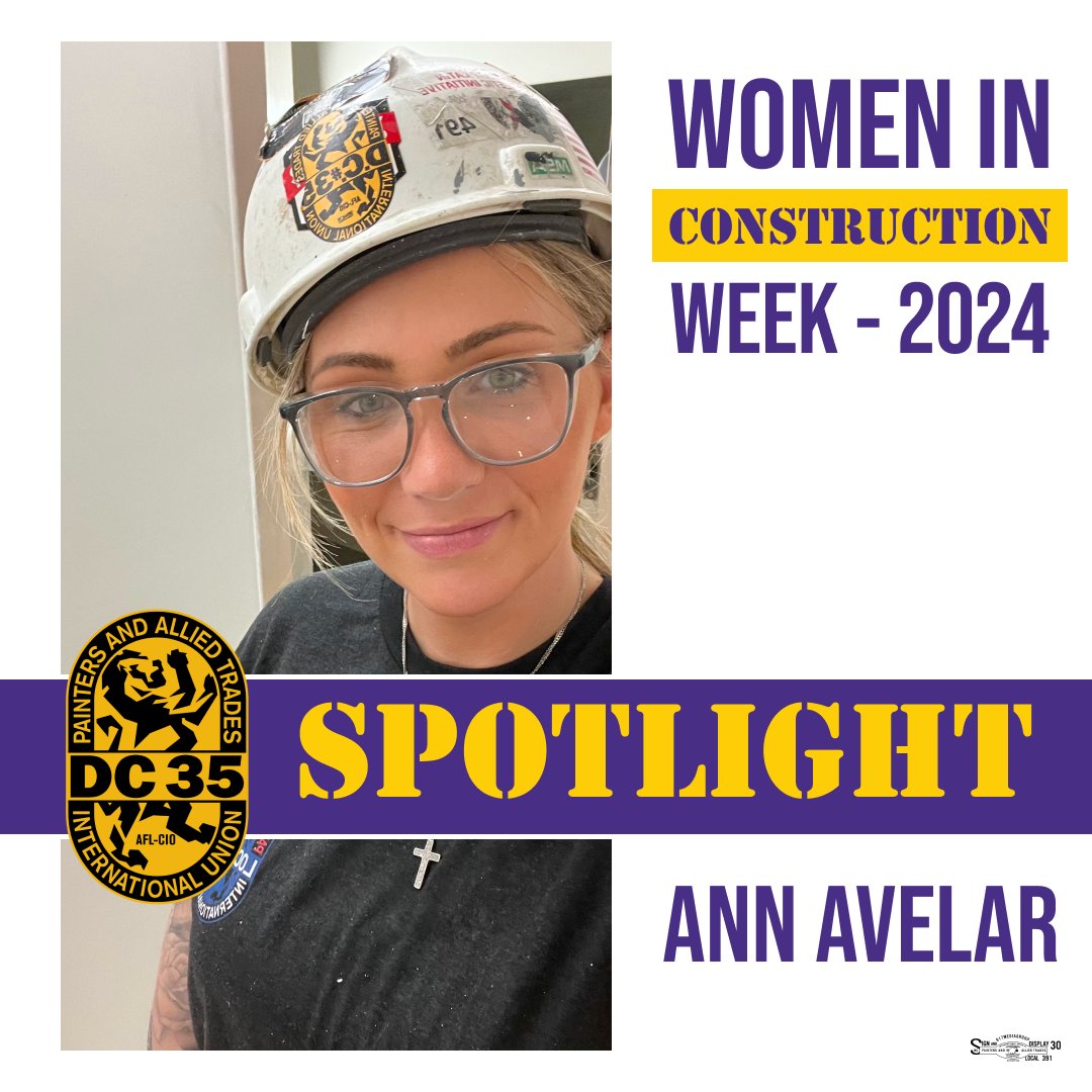 As #WICWeek comes to a close, we want to spotlight Ann Avelar, a Commercial Painter with Local 1138 for 10 years. She values the unity and camaraderie of working as a Union Painter and considers her team her second family. Her coworkers are so close that they attended her wedding