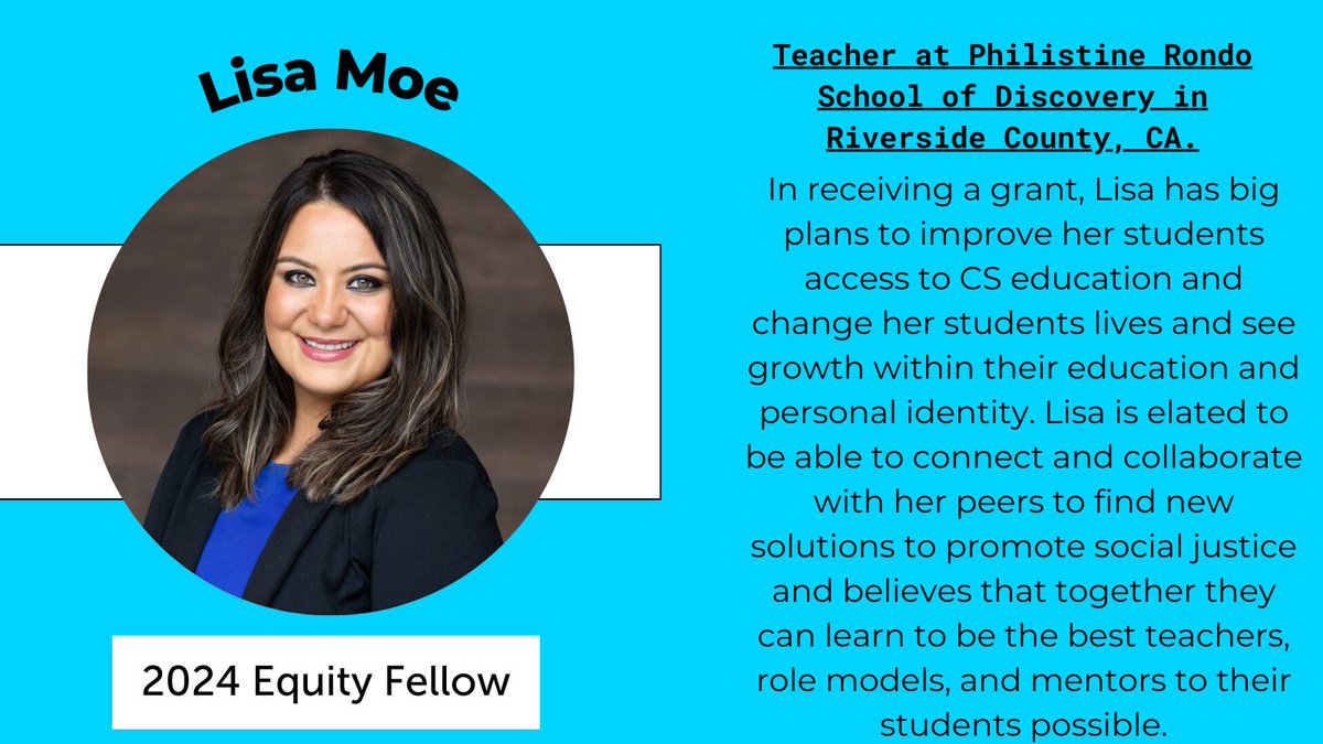 csteachersorg's tweet photo. #CSTAEquityFellow @MissMoeTeaches works to change her district's CS education with a new grant. She also talks about the importance of networking amongst the education community and the impact they can make together. Learn more here: https://t.co/oRrGkLw7ht https://t.co/ELv1R5dkNe