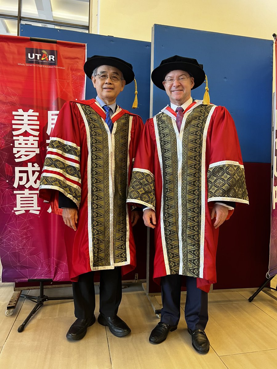 A most humbling experience to receive the Honorary Doctor of Science from Universiti Tunku Abdul Rahman (UTAR) University, where I have been adjunct professor for over 15 years. This honour was the first to be afforded a non-Malaysian in the University's history.