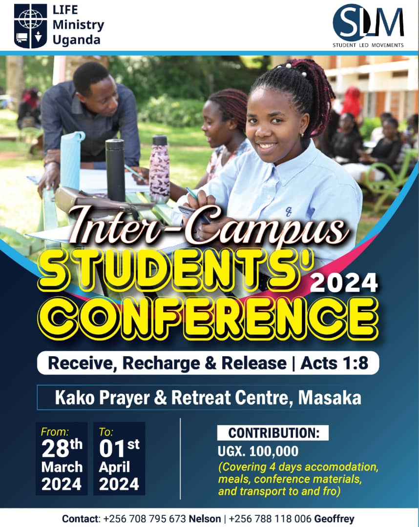 LIFEMinug's tweet photo. Exciting news! The Inter-Campus Students' Conference is here! Join students from across Uganda for an action-packed time of training, workshops, relationship talks, movie night, games, and more. Don't miss out!
#InterCampusConference #StudentsUnited
#campusstudents https://t.co/K0xxRYTht7
