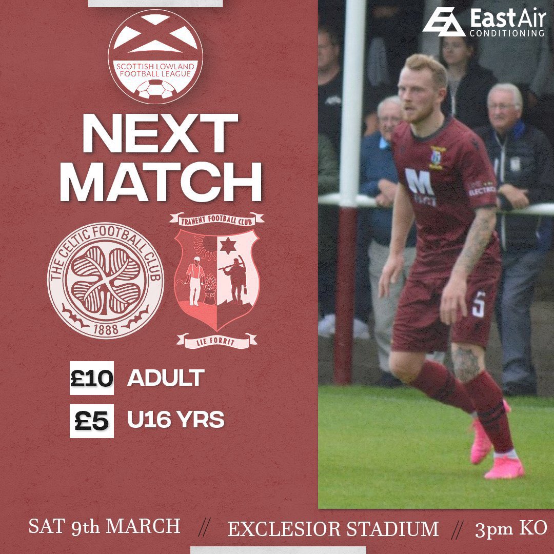 𝐈𝐓’𝐒 𝐌𝐀𝐓𝐂𝐇𝐃𝐀𝐘

We hit the road once again, Airdrie the destination and 3 points at stake!

🆚 <a href="/CelticFCB/">Celtic FC B</a> 
🕒 3pm - KO
🏟️ Excelsior Stadium
🎟️ £10/£5
📍 ML6 8QZ

If you’re joining us in Lanarkshire this afternoon, you can grab your ticket from the Adrieonians website
