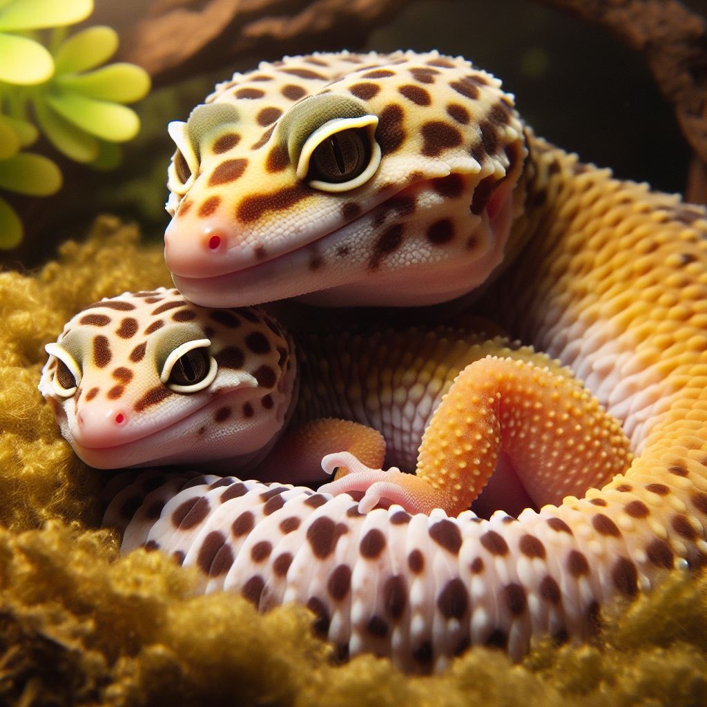 asari_geckos's tweet photo. 久々のAI画像。
大人のレオパが子供のレオパと寄り添う姿が見たいと言う願望を叶えてもらったよ。 https://t.co/LqNlzuAt0B