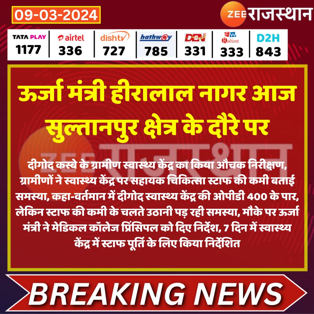 zeerajasthan_'s tweet photo. #Kota #सुल्तानपुर ऊर्जा मंत्री हीरालाल नागर आज सुल्तानपुर क्षेत्र के दौरे पर

दीगोद कस्बे के ग्रामीण स्वास्थ्य केंद्र का किया औचक निरीक्षण, ग्रामीणों ने स्वास्थ्य केंद्र पर सहायक चिकित्सा स्टाफ की कमी बताई समस्या.. 

@hlnagar @BJP4Rajasthan @gopal12parik #LatestNews #RajasthanNews #RajasthanWithZee