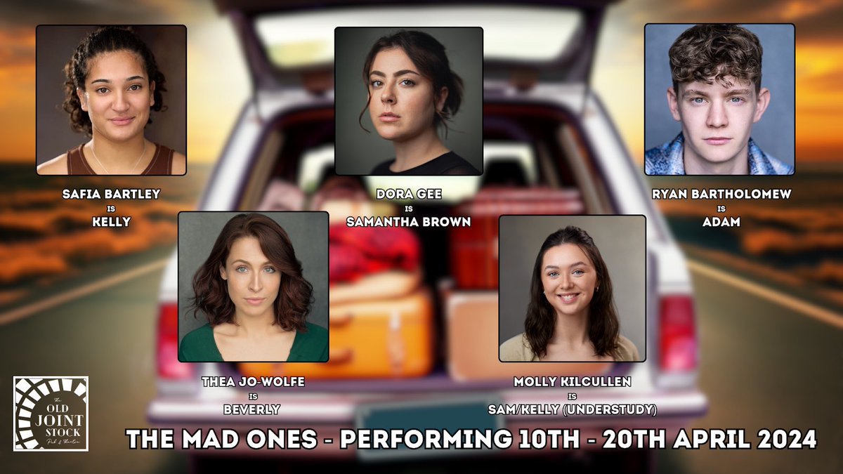 🎭 SPRING MUSICAL CAST ANNOUNCEMENT 🎭

We are so proud and excited to unveil the #cast of our live U.K. Premiere of THE MAD ONES!

Dora Gee is Samantha Brown
Safia Bartley is Kelly
Ryan Bartholomew is Adam
Thea Jo-Wolfe is Beverly
Molly Kilcullen is Sam/Kelly (understudy) 

😍