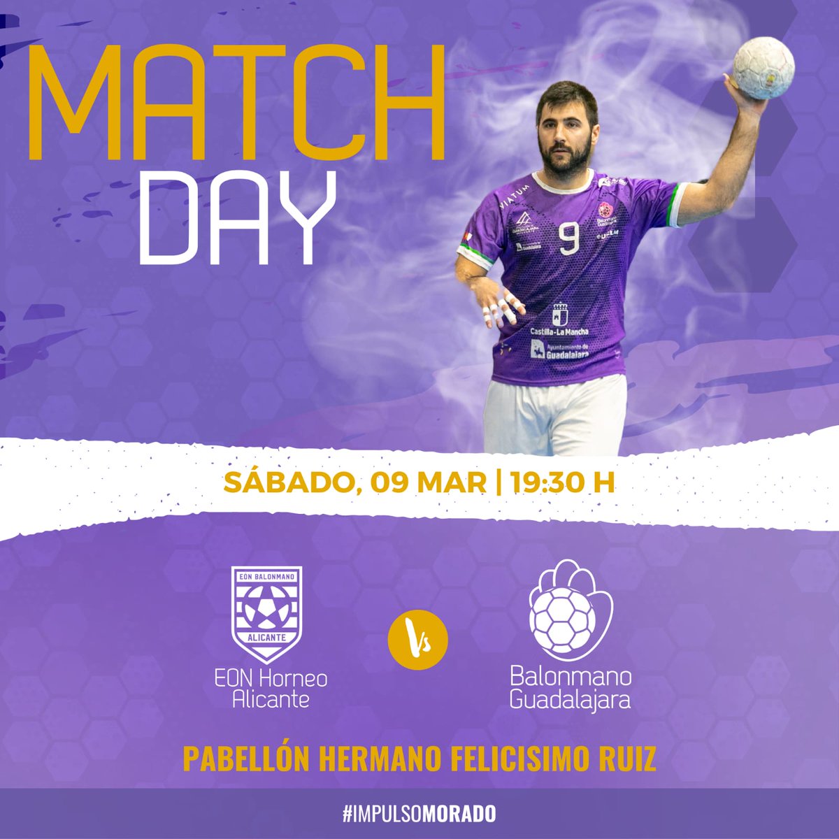 bmguadalajara's tweet photo. 🔥 DÍA DE PARTIDO 🔥
🏆 DHP / J23
⚔️ EON Horneo Alicante @eonalicante V @bmguadalajara
🏟 Pabellón Hermano Felicísimo Ruiz, Alicante
🕖 19:30h
📺 Con retransmisión
#VamosGuada
#ImpulsoMorado
#SomosUno
#destinoAlicante #J23 #DHPMasc https://t.co/VtwDmZuVxC