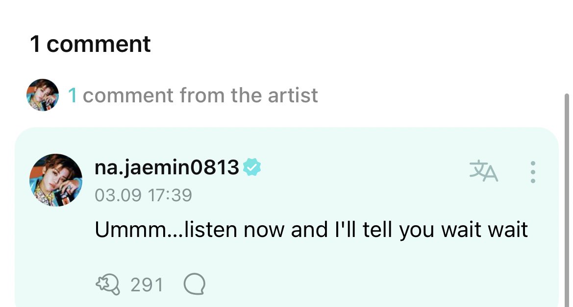 240309 🐰⭐️ REPLY  

💚: jaemin what’s your favourite song on the sunshine album? 
🐰: Ummm… listen now and I’ll tell you wait wait