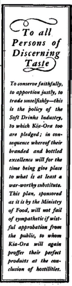 MickHayes1's tweet photo. Formal #SWWad for #KiaOra announcing the start of the pooling of the soft drink industry, when all brands were abolished 1/n https://t.co/YwmBh0hwEw