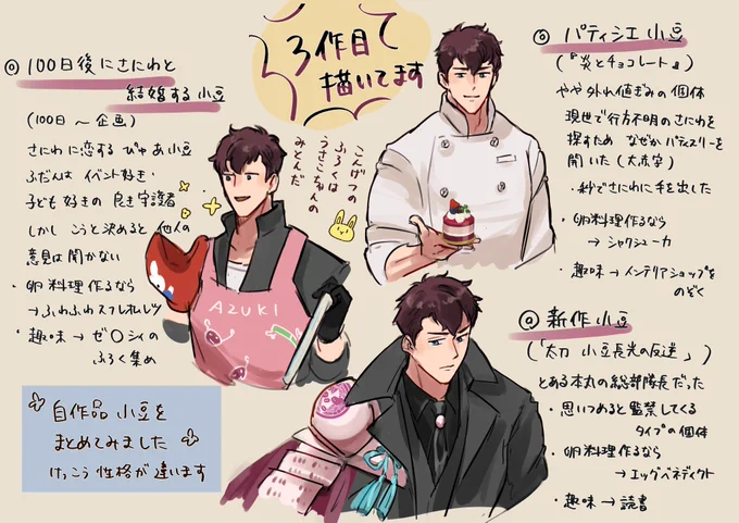 新作書いてますというお知らせがわりの、自作品小豆まとめです。けっこう性格が違う。 