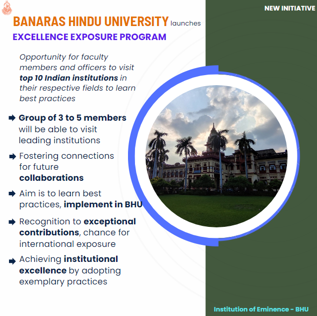 #BanarasHinduUniversity has introduced BHU Excellence Exposure Program (BEEP), under the Institution of Eminence scheme, to present an exclusive opportunity for a group of three to five members to visit India's top 10 institutions in their respective fields. #BHU