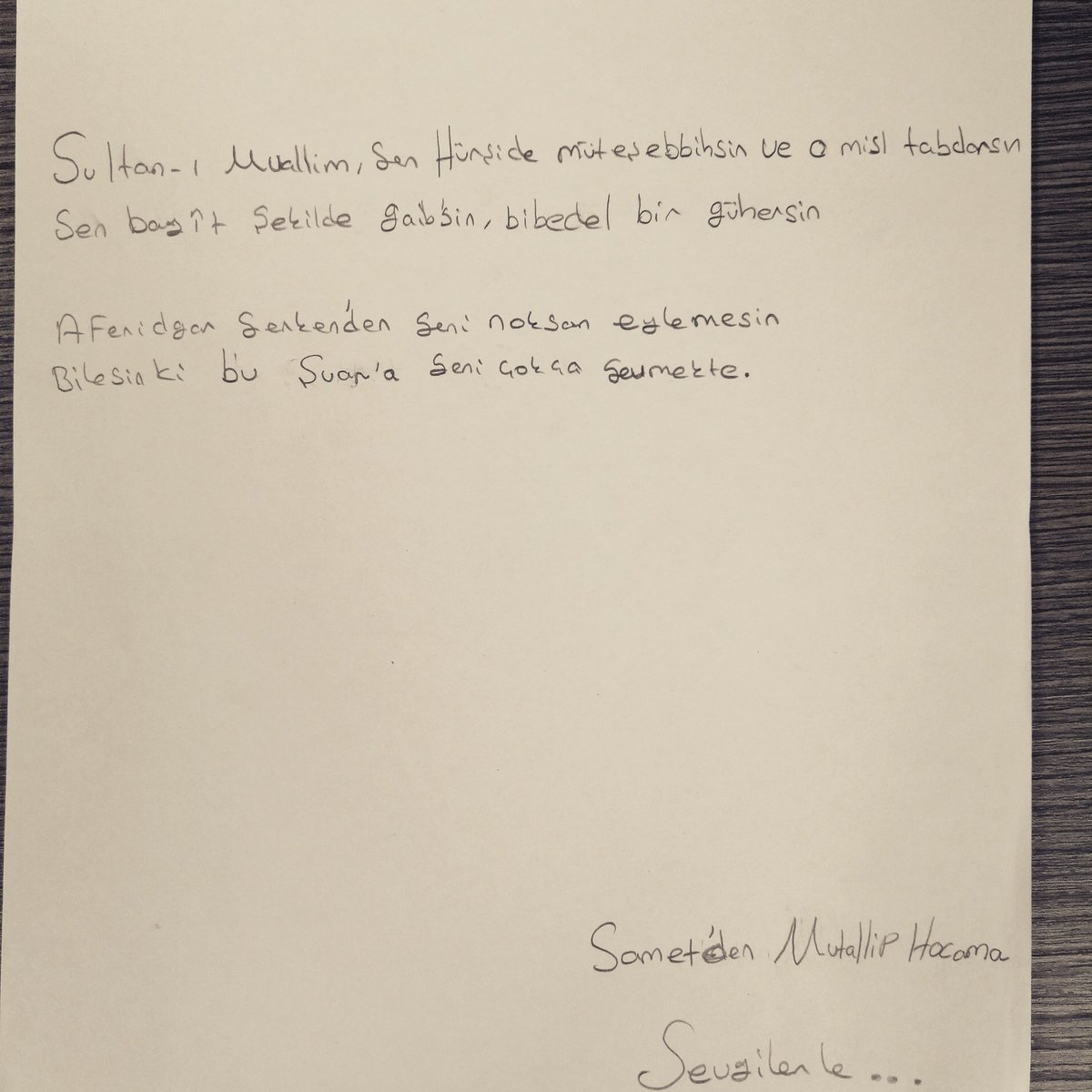 Öğrencimin sevgi gösterisi, çok duygulandım...