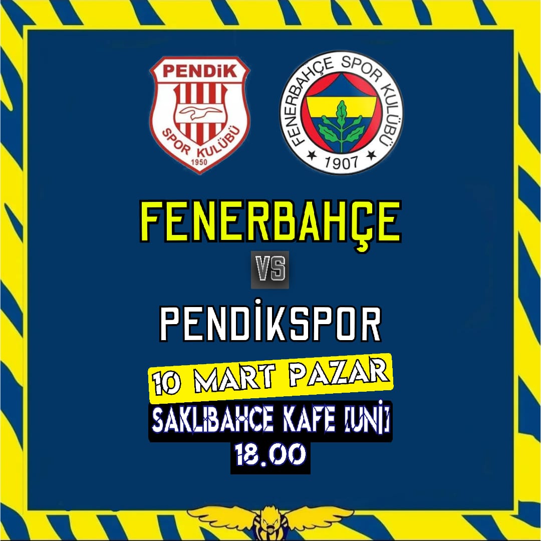 Mersin_UNIGFB's tweet photo. Mersin UNIGFB olarak Fenerbahçemizin Pendikspor maçını yarın hep beraber Saklıbahçe Cafe'de izliyoruz. Maçtan önce saat 18.00'de kafe önünde toplanıyoruz. Mersin'de bulunan tüm Fenerbahçeli kardeşlerimizi aramızda görmek isteriz. #MersinUNIGFB #UNIGFB https://t.co/MihZ4EksGy