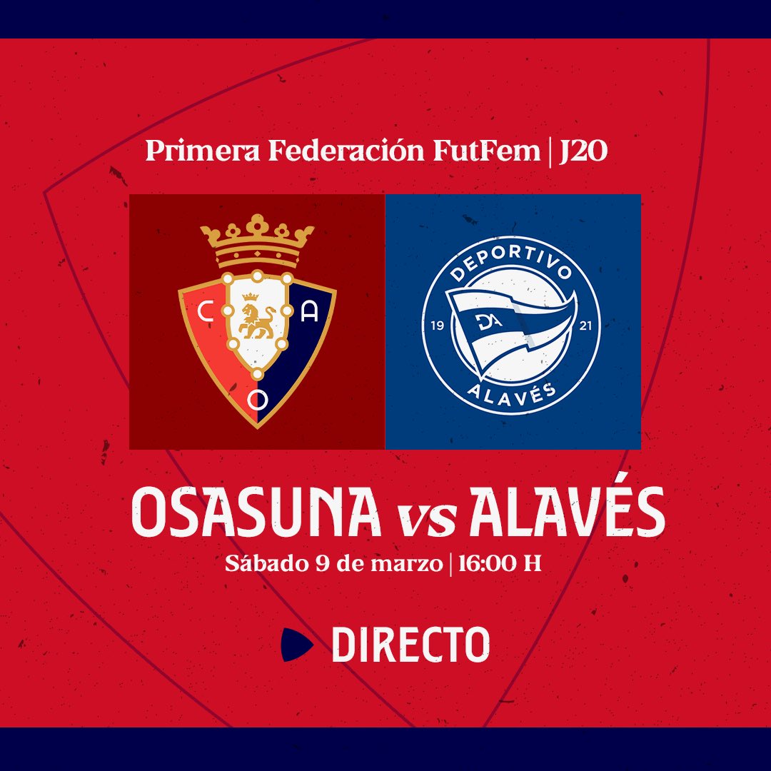 📺 El #OsasunaFemAlavés que se disputará esta tarde se podrá seguir en directo en nuestro canal de YouTube.

👉 youtube.com/live/eFlthfPiw…