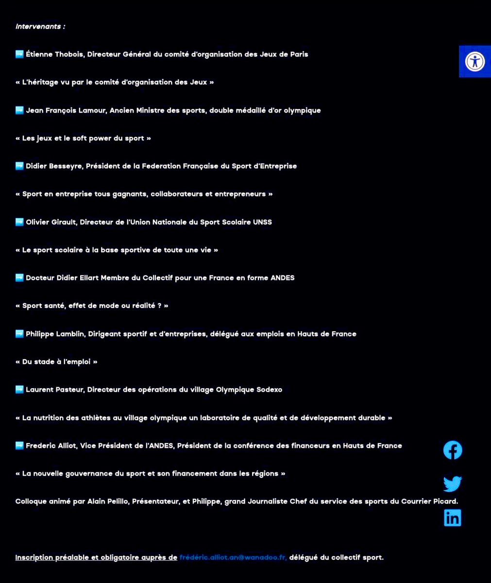 J-9 colloque des  <a href="/SportifsXB/">Nous France - Collectif des Sportifs</a> sur l’héritage des jeux de Paris. Vont ils constituer un tremplin pour faire de la France 🇫🇷 une nation sportive ?
de nombreux invités et des thématiques diverses tant le sport est multidimensionnel avec <a href="/xavierbertrand/">Xavier Bertrand</a> <a href="/NousFrance_fr/">Nous France</a> <a href="/JulienDive/">Julien DIVE</a>