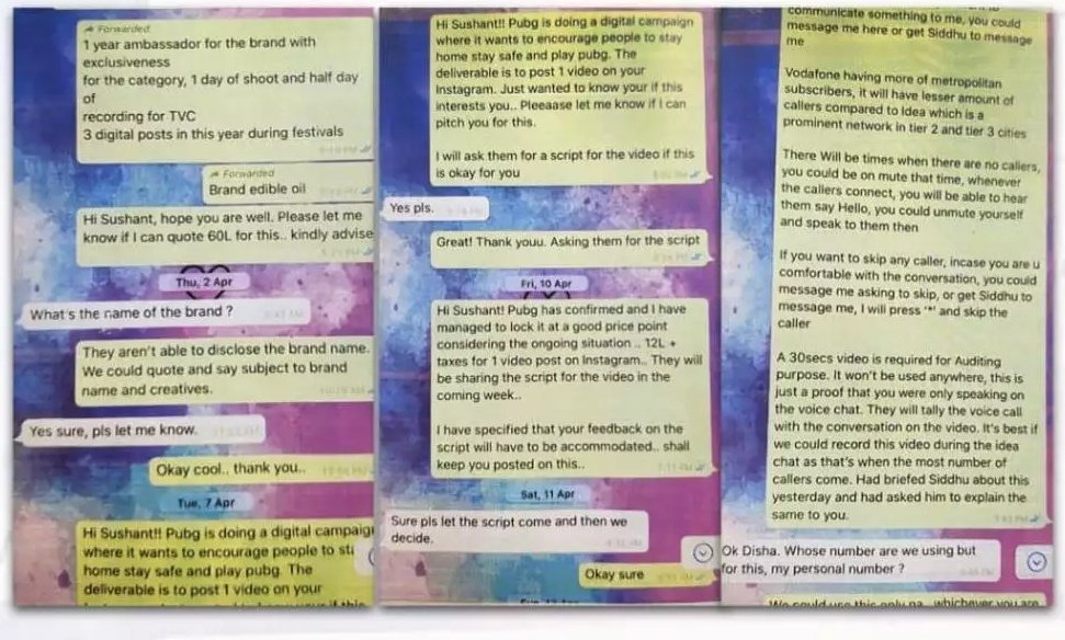 Yasmin2186's tweet photo. #DishaSalian was clear in touch with SSR in the months of April n May 2020!!
They were discussing abt some deals and projects!
None of them were depressed !!
It's very clear that!
#DishaSSRWereMurdered
@CBIHeadquarters
No Headway InSSRCase
#JusticeForSSR
#JusticeForDishaSalian https://t.co/5Ucth5IaVK