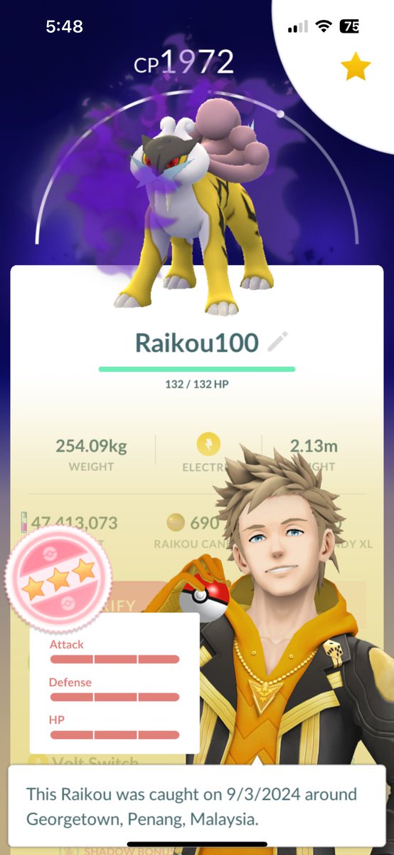 choon_thai's tweet image. Yay!!! Thanks to my good friends for help, manage to get the shadow hundo and also shiny Raikou! So happy!!! 

#shadowhundo #shadowraid #raikou