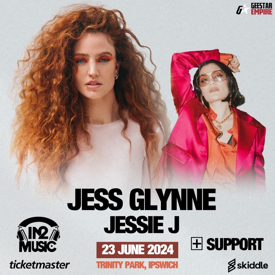 Ipswich, Suffolk, get ready for this year's biggest outdoor summer concert, with Grammy award winner JESS GLYNNE and JESSIE J.

Sunday 23rd June 2024
Trinity Park, Ipswich. 

 <a href="/TicketmasterUK/">ticketmasteruk</a>