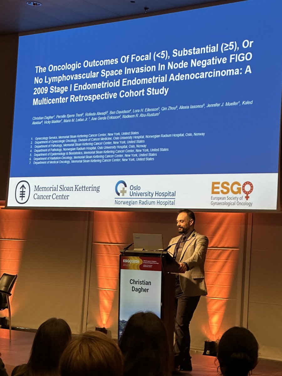 Absolutely blown away by my colleague @ChrisDagherMD ‘s third plenary of the weekend at #ESGO2024. Focal LVSI is NOT the same as no LVSI, and behaves as such. We need to reexamine the FIGO 2023 staging of endometrial cancer @ESGO_society