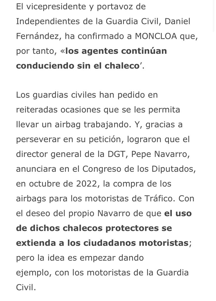 IGC NACIONAL (@_igc_) on Twitter photo 🚨 #ULTIMAHORA Tal y como ya reclamábamos desde IGC el pasado 20 de septiembre, la <a href="/DGTes/">Dir. Gral. Tráfico</a> adquiere por fin 3.595 chalecos con airbag para prevenir las lesiones de sus motoristas
Vía: <a href="/infobaees/">Infobae España</a>
infobae.com/espana/2024/03… 🚨 #ULTIMAHORA Tal y como ya reclamábamos desde IGC el pasado 20 de septiembre, la <a href="/DGTes/">Dir. Gral. Tráfico</a> adquiere por fin 3.595 chalecos con airbag para prevenir las lesiones de sus motoristas
Vía: <a href="/infobaees/">Infobae España</a>
infobae.com/espana/2024/03…