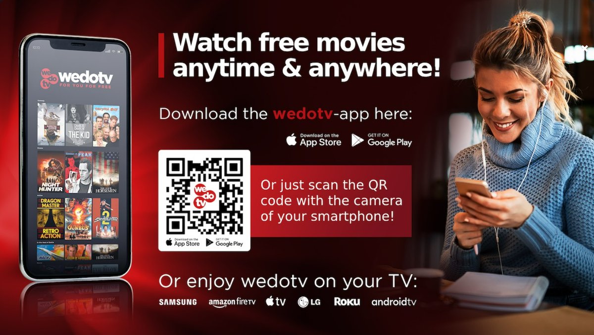 WedotvOfficial's tweet photo. Treat yourself this weekend to a world of free-to-view entertainment with https://t.co/fZxfdKj6SC via our app as well as on Samsung TVs, Amazon Fire TV , Apple TV, LG TVs, Roku, Android TV or even our website.
#wedotv #freemovies #freedocumentaries #freesport https://t.co/eUaoHSUp77
