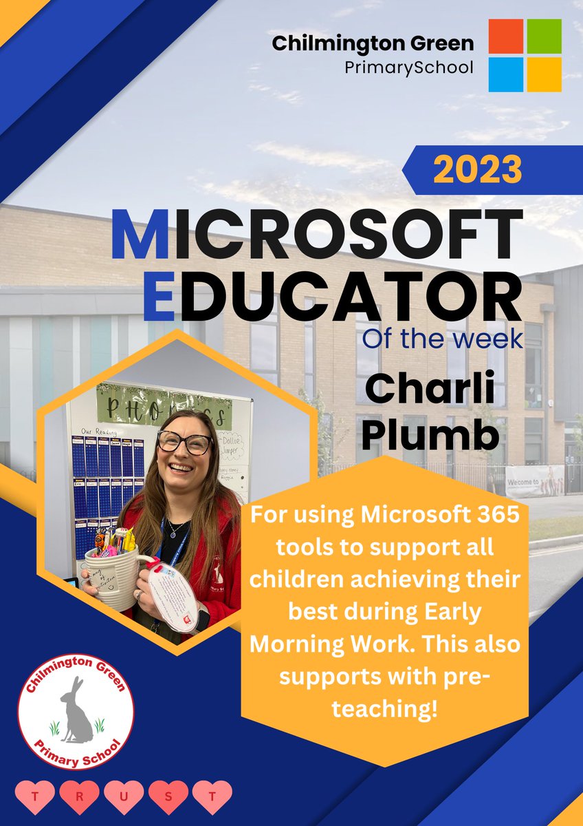 Congratulations to our ME of the Week, Mrs Plumb For excellent use of
@MicrosoftEDU @MicrosoftLearn 
tools & @flip @CanvaEdu 
@MicrosoftTeams
to provide #equitable #learning opportunities for all our children! #MIEExpert #edtech #TrustInStour
@OneNoteEDU