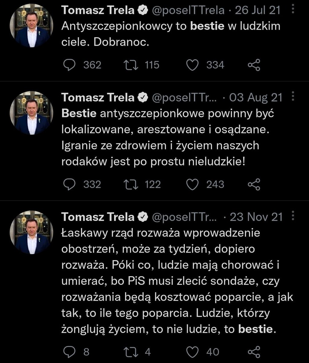LPorwit's tweet image. Zwierzęta ważniejsze od ludzi
Płody to nie ludzie
Nieszczepieni to nie ludzie
Następny etap ?