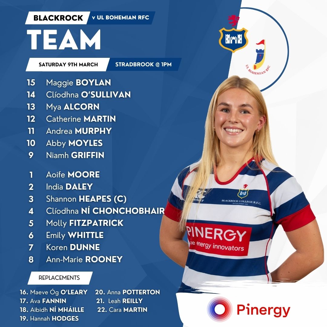 𝘽𝙖𝙘𝙠 𝙖𝙩 𝙃𝙤𝙢𝙚 🏡 It's Rock vs Bohs today in Stradbrook, at the earlier kick off time of 1pm. Here is our team, led by Skipper @ShannonHeapes 🫡 Get down and show your support! ❤️💙👊🏻