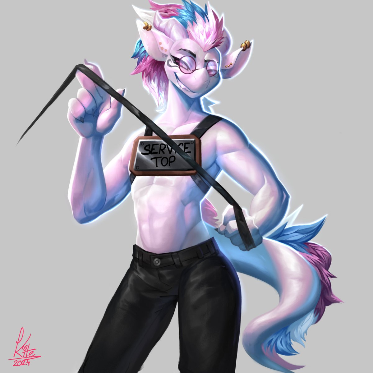 Birthday present for <a href="/SmallSoftDragon/">Kazé 💛🤍💜🖤</a> 

Spare time thing, used it as an excuse to try to get better at my anatomy, especially on the arms and belly area