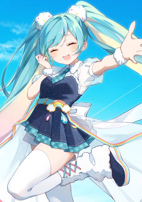 【告知】ネギシャワーPさんの新曲「空色ハピネス」にてミクさんを描き下ろしさせていただきました!よろしくお願いします 