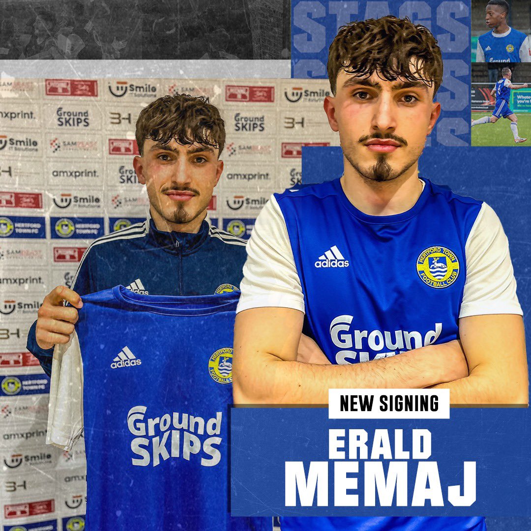 #WelcomeToHertford

we're proud to announce the signing of exciting winger Erald Memaj who joins us from Carshalton after a spell previously with @RMajadahonda 

#HTFC #Blues #HertfordTownFC