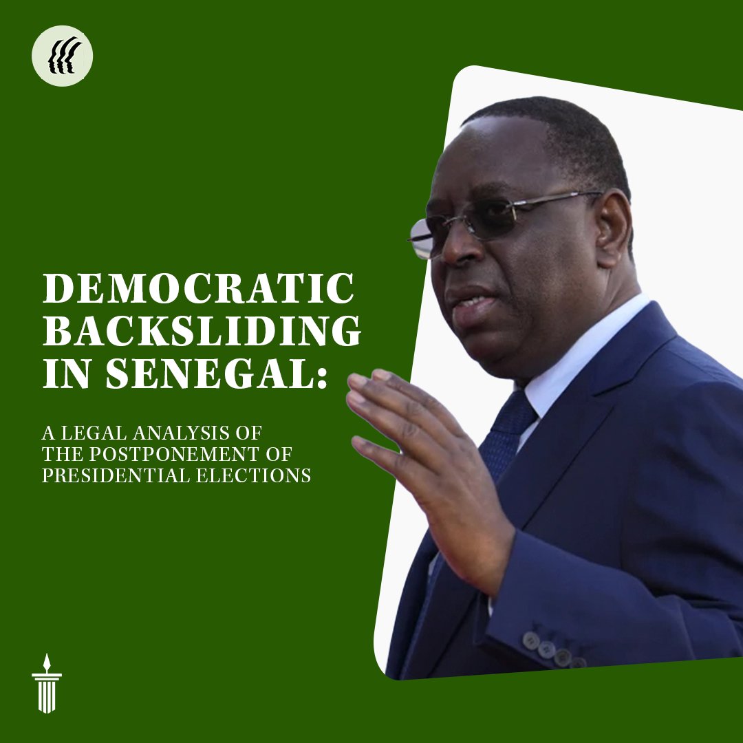 New Blog Post We are thrilled to share an article originally posted by @ANCL_RADC in which Abdou Khadre DIOP discusses President Sall's decision to indefinitely postpone the presidential elections in Senegal. More here: shorturl.at/aMS79